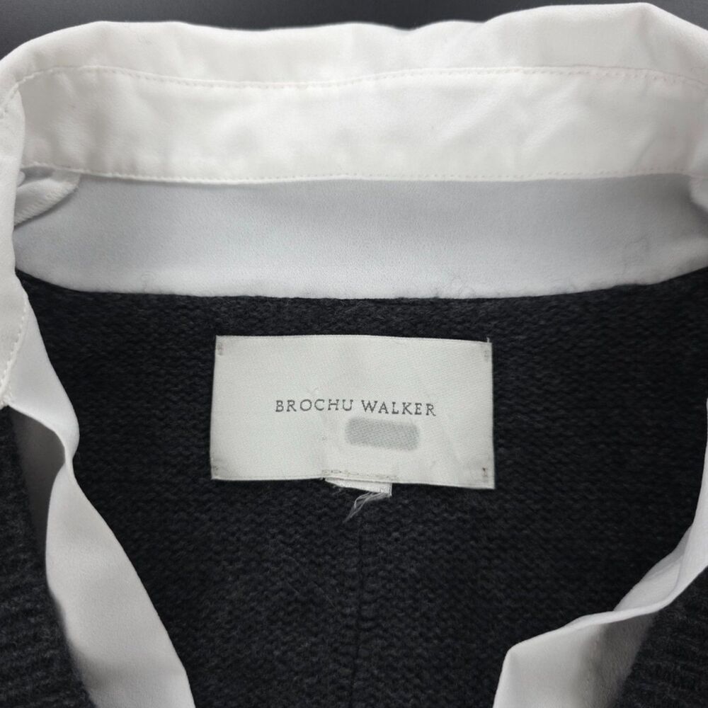 BROCHU WALKER Looker Layered V-Neck Cashmere Wool Sweater Gray Preppy Old Money - Picture 2 of 12